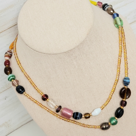 Multi Chunky Long Assorted Beads with Small Seed Beads Necklace - Picture 2 of 6